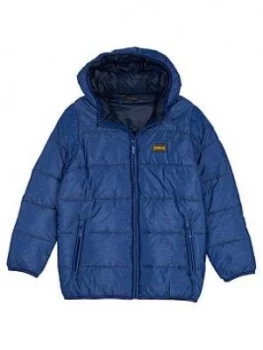 Image of Barbour International Boys Court Quilt Hooded Coat - Inky Blue