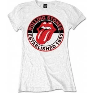 Image of Rolling Stones Est 1962 White Ladies T Shirt: Medium