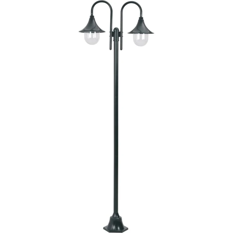 Image of VIDAXL Garden Post Light E27 220cm Aluminium 2-Lantern Dark Green Vidaxl 44217