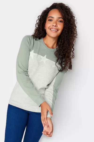 Image of Contrast Sleeve Star Print Jumper