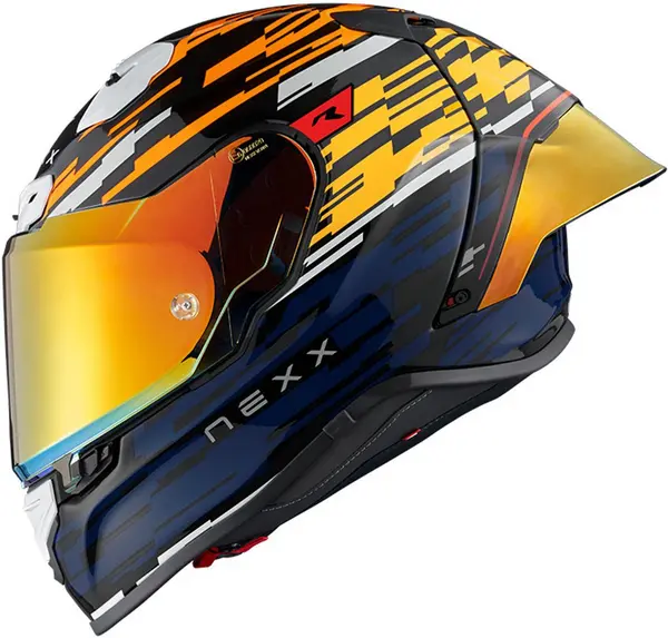Image of Nexx X.R3R Glitch Racer Orange Blue Full Face Helmet Size S