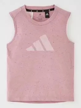 Image of adidas 3 Bar Tank Top - Pink/White, Size 7-8 Years, Women