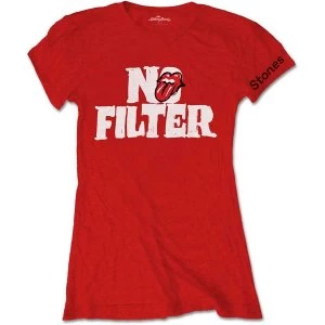Image of The Rolling Stones - No Filter Header Logo Womens Medium T-Shirt - Red