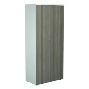 Image of Jemini Wooden Cupboard 800x450x1800mm White/Grey Oak KF810728