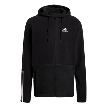 Image of adidas Essentials Polar Fleece Giant Logo Full-Zip Hoodie - Black / White