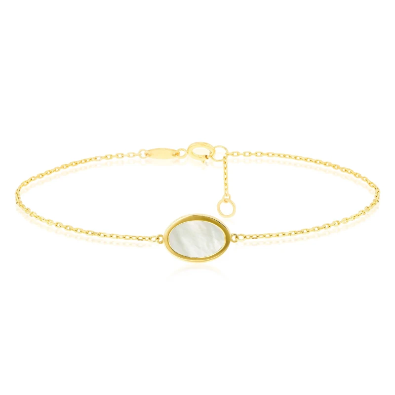 Image of Be You 9ct Gold Oval Mother of Pearl Bracelet Bracelets 7-7.5inch Gold 40189610000