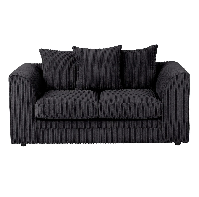 Image of LUXURY LIFE Dylan Jumbo Cord Fabric 2 Seater Sofa Black