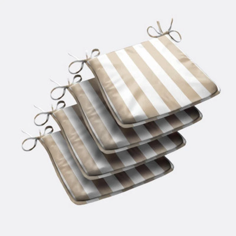 Image of Luxury Living Wide Striped Outdoor Tapezoid Shape Seat Pad in Beige Size: 4 Pack Beige Unisex 4 Pack