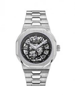 Image of Rotary Rotary Regent Skeleton Dial Stainless Steel Bracelet Mens Watch