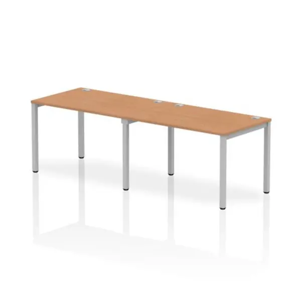 Image of Impulse Bench Single Row 2 Person 1200 Silver Frame Office Bench Desk Oak