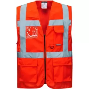 Image of Portwest S476 Red Sz XXL Hi-Vis Vest Berlin Executive Pockets Reflective - Hi-Visibility Red