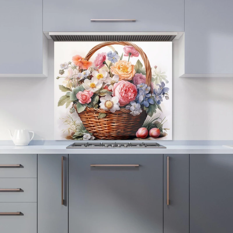 Image of Warren Reed - Designer Victorian Easter Basket Watercolour Kitchen Splashback Size: 700mm x 750mm Multicolor Unisex 700mm x 750mm