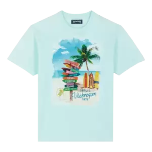 Image of Cotton Men T-Shirt Holidays Signpost - Portisol - Blue - Size M - Vilebrequin