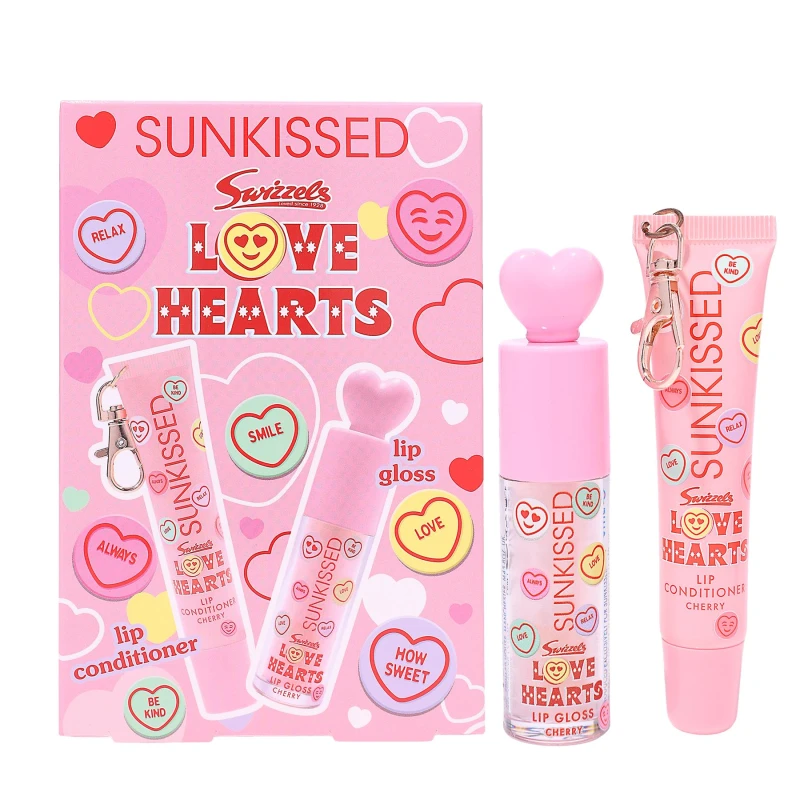 Image of Sunkissed Love Hearts Lip Gift Set 6ml Lip Gloss + 16ml Lip Conditioner