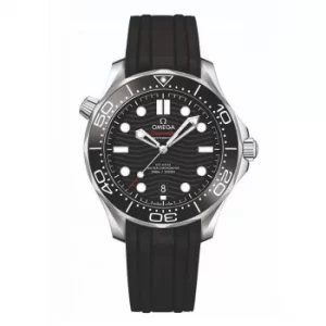 Image of Omega Seamaster Diver Mens Black Rubber Strap Watch