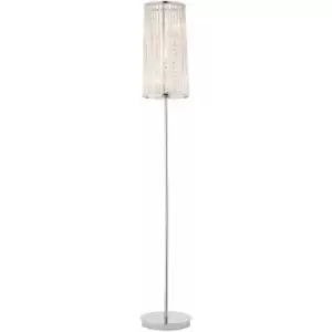 Image of Tall Crystal Floor Lamp Chrome & Glass Modern Free Standing Lounge Feature Light