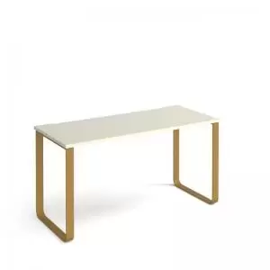 Image of Cairo straight desk 1400mm x 600mm with sleigh frame legs - brass