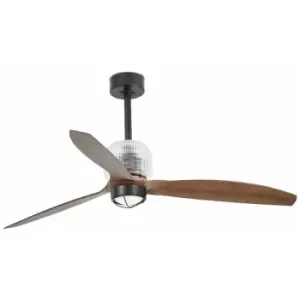 Image of Faro DECO LED Black, Wood Ceiling Fan with DC Smart Motor - Remote Included, 3000K