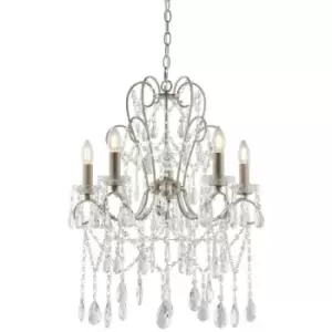 Image of Merano Taranto Multi Arm Lamp Pendant Ceiling Lamp, Aged Silver Paint, Cut Glass