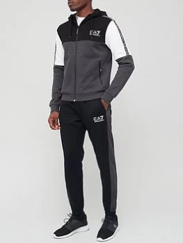 Image of Emporio Armani EA7 Colour Block Hooded Tracksuit Black Size 2XL Men