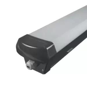 Image of Phoebe LED 5ft IP65 Fitting 55W Manto Sensor Cool White 120° Black Non-Corrosive