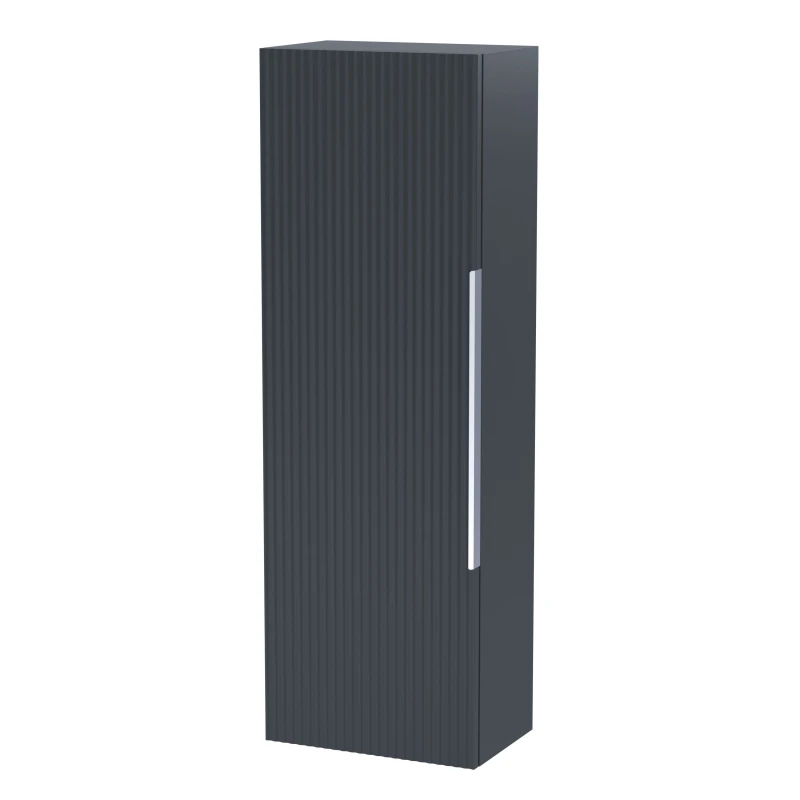 Image of Balterley Fluted 400mm Tall Wall Hung Storage Unit with Single Soft Close Door - Dark Grey Grey Unisex