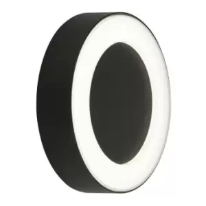 Image of Searchlight Outdoor LED Circle Wall Light - Black With Frosted Diffuser