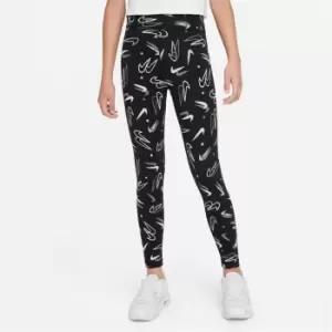 Image of Nike Sportswear Essential Big Kids (Girls') Mid-Rise Leggings - Black