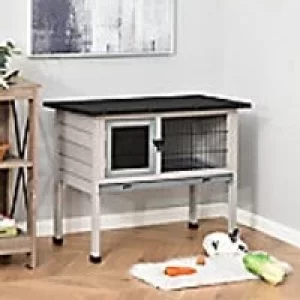 Image of PawHut Wooden Rabbit Hutch D51-119GY 700 x 860 x 450 mm Grey