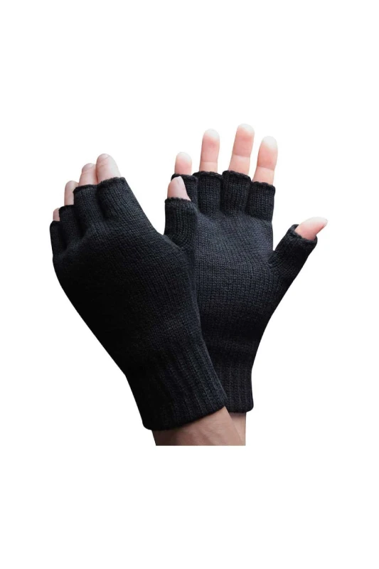 Image of Thinsulate 3M Thermal Insulated Black Fingerless Gloves Black male