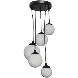 Image of Minisun - Ceiling Light Fitting 5 Way Opal Glass Shades - Matt Black - No Bulb