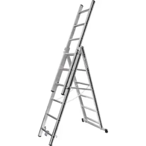 Image of Hymer 7004718 AluPro Black Line Fixed Stabiliser Bar Combination Ladder 3 x 6 Tread