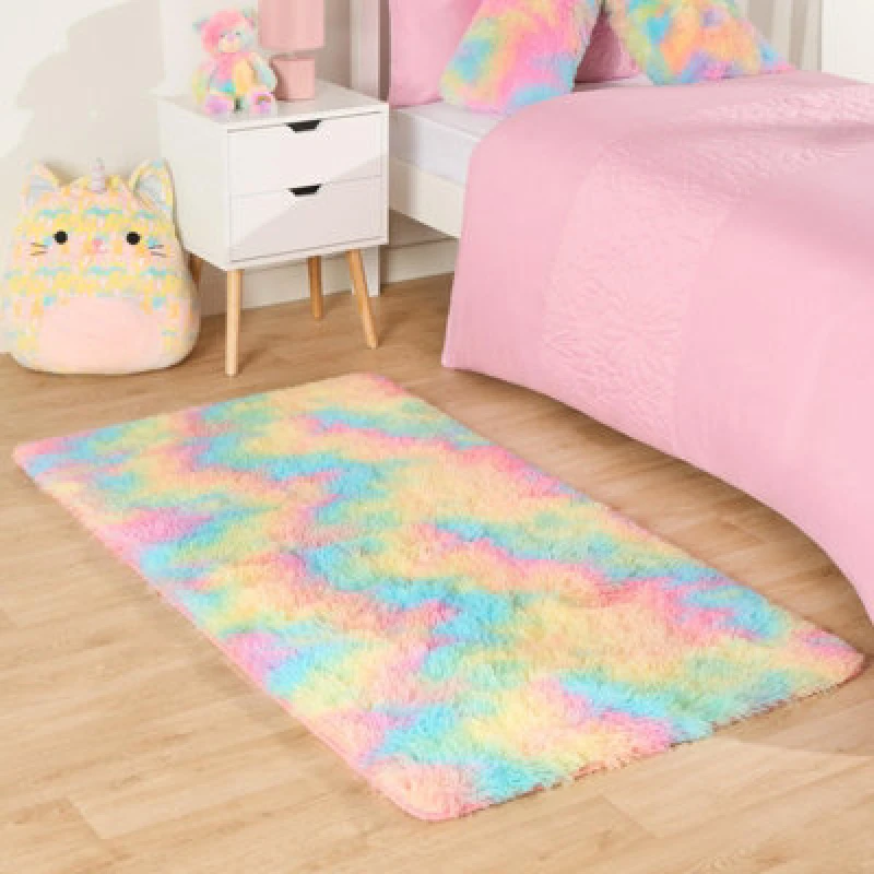 Image of OHS OHS Fluffy Rug Anti Slip Plain Shaggy Floor Mat Size: 80cm x 150cm Multi 80cm x 150cm Unisex 5027434193103