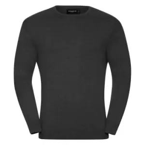 Image of Russell Mens Cotton Acrylic Crew Neck Sweater (4XL) (Charcoal Marl)