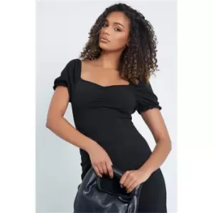 Image of I Saw It First Black Sweetheart Scoop Back Short Sleeve Bodysuit - Black