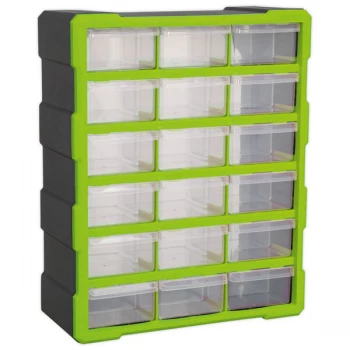 Image of Sealey APDC18HV Cabinet Box 18 Drawer - Hi-Vis Green/Black