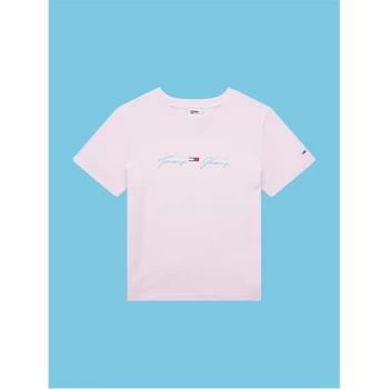 Image of Tommy Jeans Linear Logo T Shirt - TOJ ROMANTC PNK
