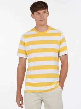 Image of Barbour Bleach Stripe T-Shirt - Yellow , Yellow, Size S, Men
