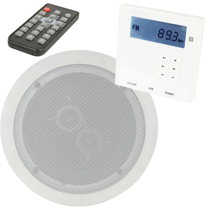 Image of Loops Wall Mounted Mini Bluetooth Amplifier & 1 Stereo Ceiling Speaker Kit Stereo HiFi Multi unisex