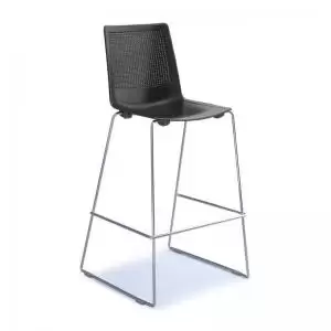 Image of Harmony multi-purpose stool with chrome sled frame - black