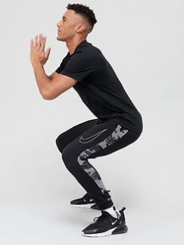 Image of Nike Train Dry Fit Camo Taper Pants - Black/White Size M Men