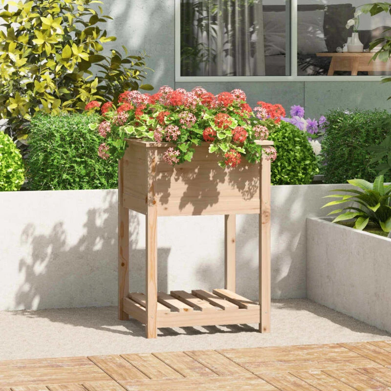 Image of VIDAXL Planter with Shelf 54x54x81cm Solid Wood Pine Vidaxl 823773