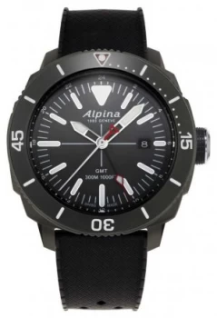 Image of Alpina Mens Seastrong Diver GMT Black Rubber Strap AL- Watch