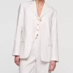 Image of Aligne Harrison Linen-Blend Pinstripe Blazer - EU 40/UK 12