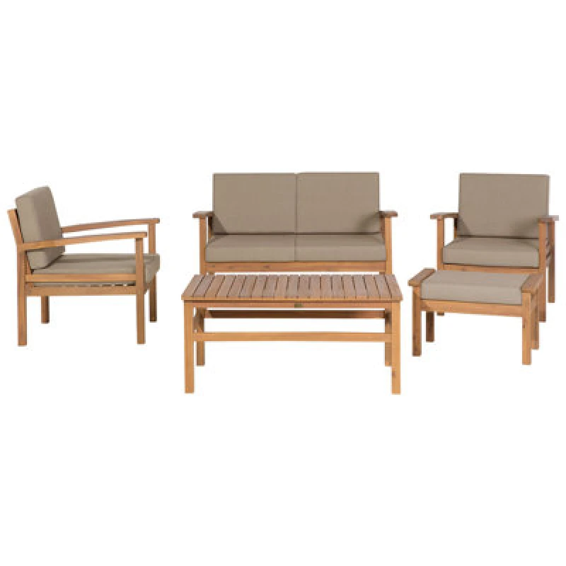 Image of Beliani Garden Lounge Set With Table 4 Seater Manila Certified Acacia Wood Light Brown