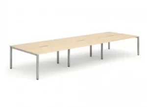 Image of B2B Silver Frame Bench Desk 1400 Maple (6 Pod)