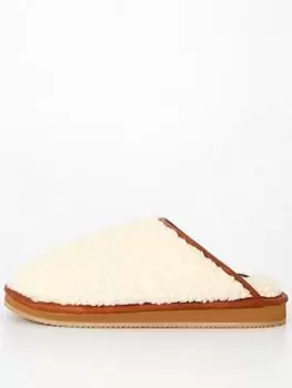 Image of Polo Ralph Lauren Kayleigh Faux Shearling Slip On Slipper - Natural, Brown, Size 36, Women