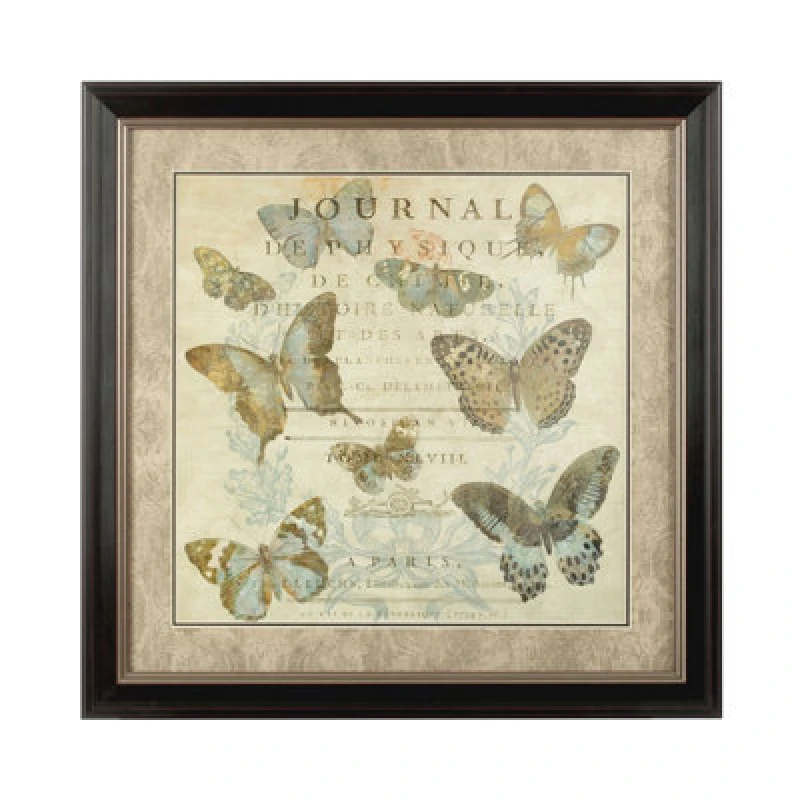 Image of Premier Housewares Framed Butterfly Wall Art Home Wall Decor Brown