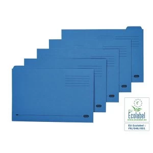 Image of Elba Foolscap Tabbed Folders Mediumweight 250gsm Blue Pack of 100 20 x Set of 5 Position Tabs