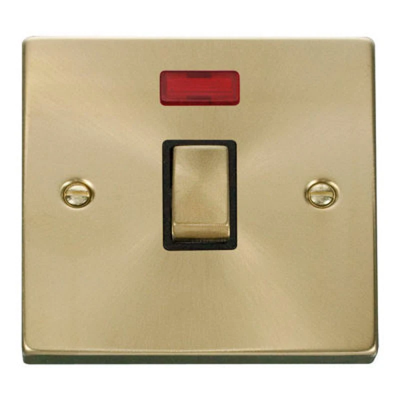 Image of SE Home Satin / Brushed Brass 1 Gang 20A Ingot DP Switch With Neon Gold